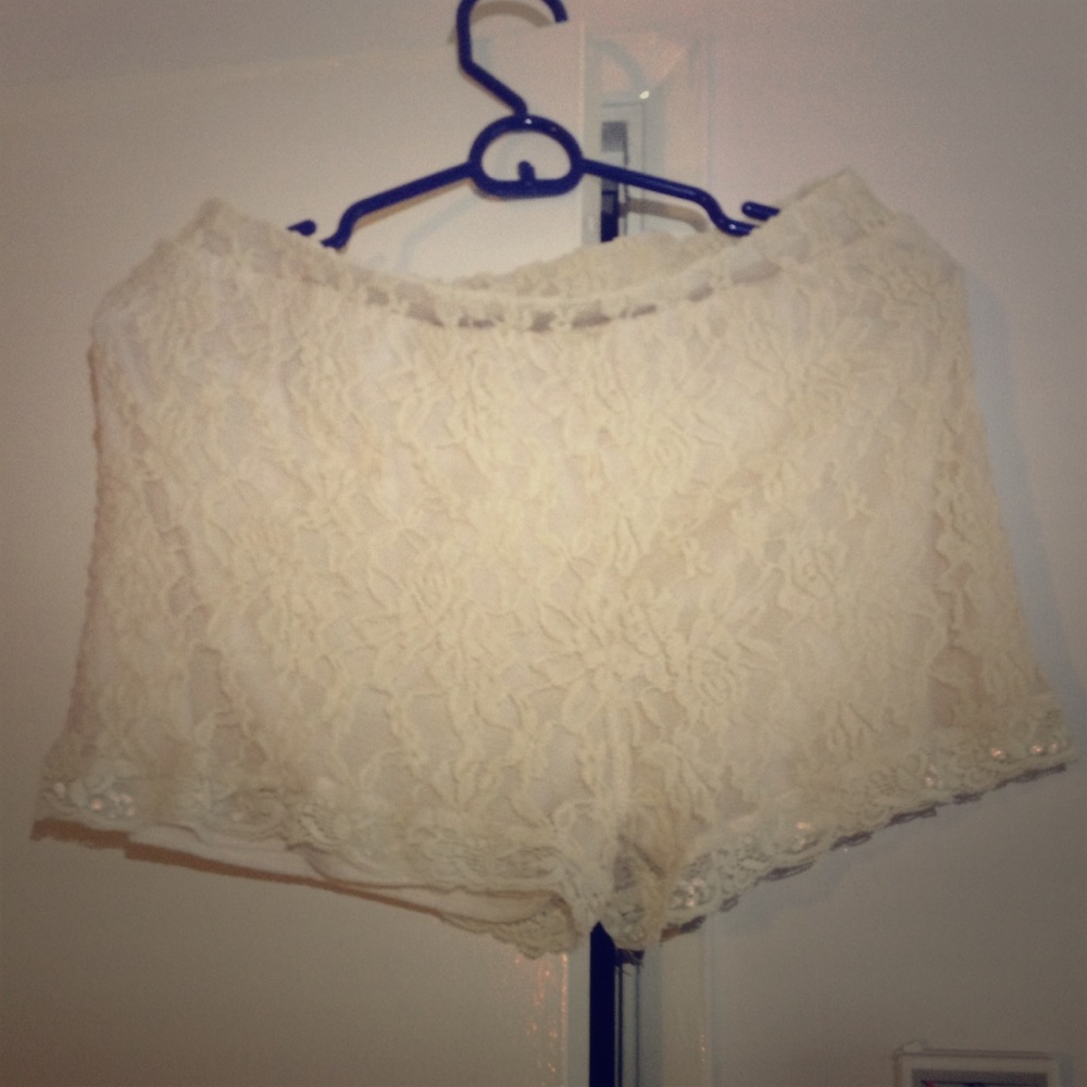 Mesh Cream Lounge Shorts M